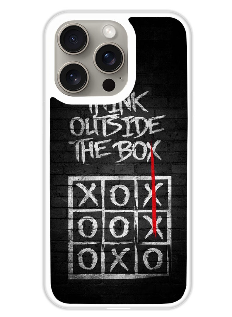 Theodor Protective Case Cover For APPLE IPHONE 15 Pro Max THINK OUTSIDE THE BOX (White Bumper) - Image 1