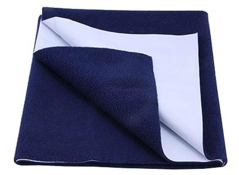 Blenzza Deco™ Cotton New Born Babies Dry Sheet Baby Bed Protecting Mat Pack of 1 (Navy Blue) - Image 1