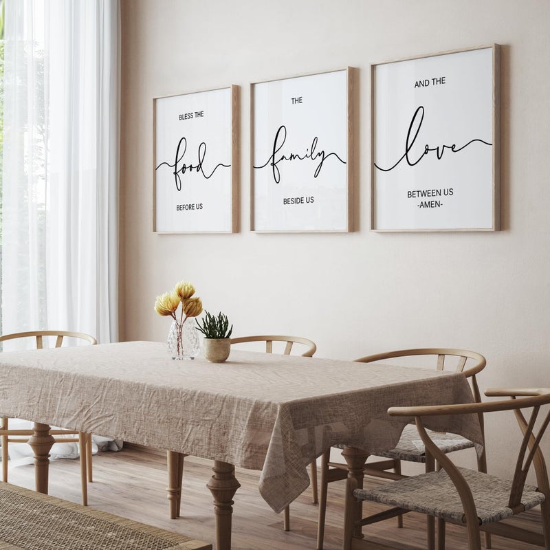 Heiple Set of 3 Framed Farmhouse Bless The Food Before Us Sign Kitchen Wall Decor for Dining Room Decor Wall Art Wood Signs (Brown,11"x14") - Image 3