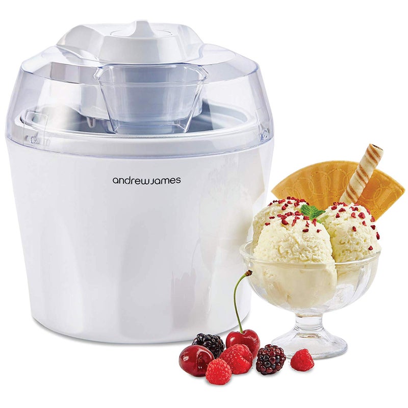 Andrew James Ice Cream Maker Machine Frozen Yoghurt Sorbet Maker Detachable IceCream Mixing Paddle Professional Ingredients Funnel Dessert and Icecream Maker