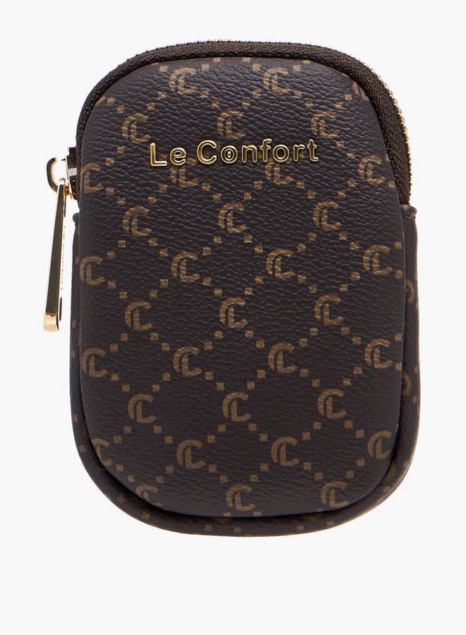 Le Confort Women Monogram Textured Tote Bag with Zip Closure and Pouch  - Image 4