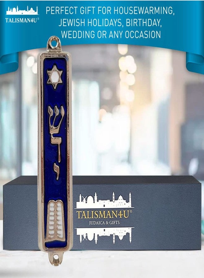 TALISMAN4U Ten Commandments MEZUZAH with Scroll Silver Tone Enamel Israel Judaica Door Mezuza 3.5 Inch - Image 3
