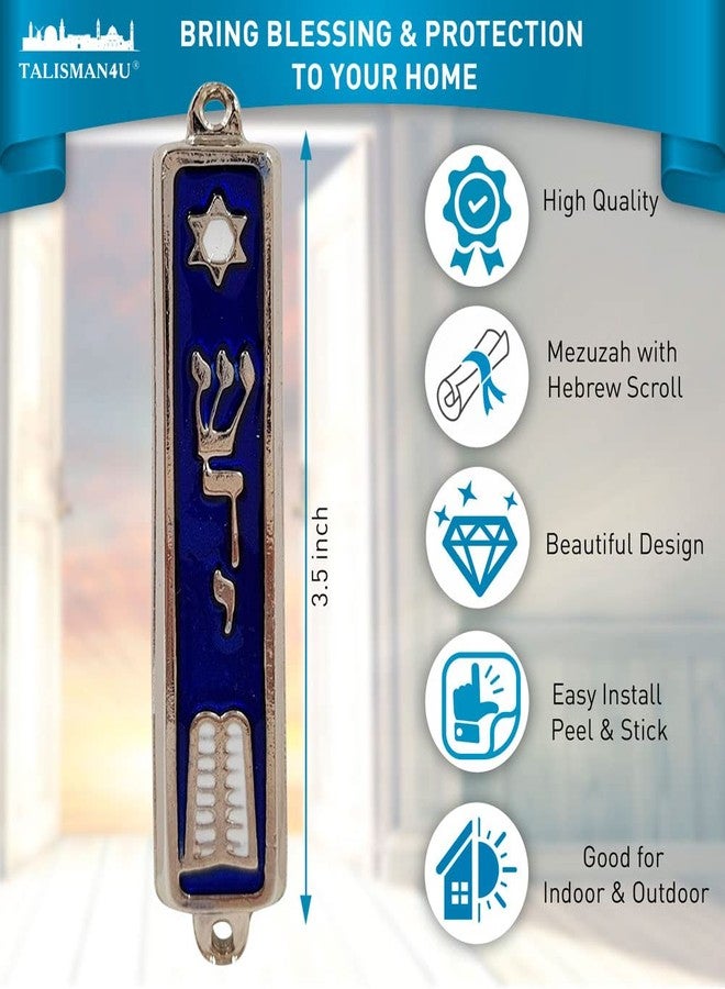 TALISMAN4U Ten Commandments MEZUZAH with Scroll Silver Tone Enamel Israel Judaica Door Mezuza 3.5 Inch - Image 2