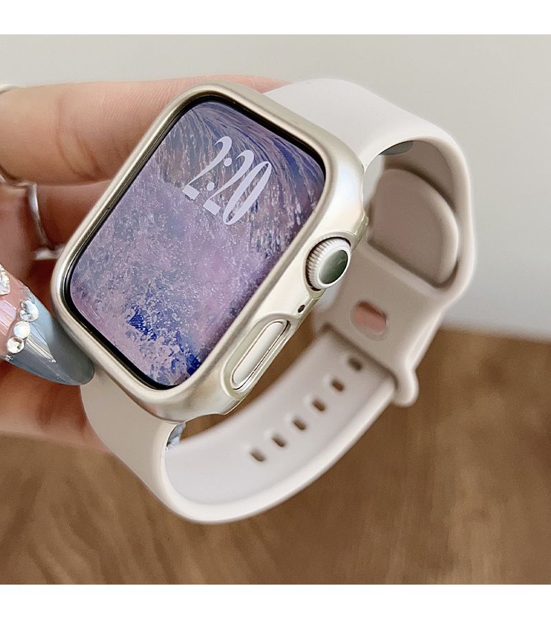 أحزمة حافظة سيليكون لساعة Apple Watch بمقاسات 40 مم 41 مم 42 مم 44 مم 45 مم 46 مم للسلسلة SE و3 و4 و5 و6 و7 و8 و9 و10 و11 - اللون الأبيض - Image 1