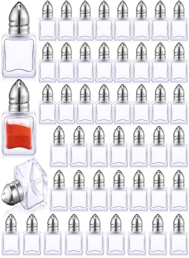 Potchen 50 Set Mini Salt and Pepper Shakers Small Salt and Pepper Shakers Bulk Clear Glass Individual Tiny Spice Seasoning Holders for Home Restaurant Kitchen Table Wedding Party Supplies(Silver) - Image 1
