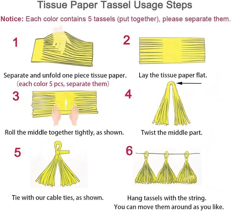 ZOOYOO Tassel Garland Tissue Paper Tassel Banner Table Decor, DIY Kits for Party,Wedding,Christmas Party Decorations,Pack of 15 (Red Green White) - Image 2