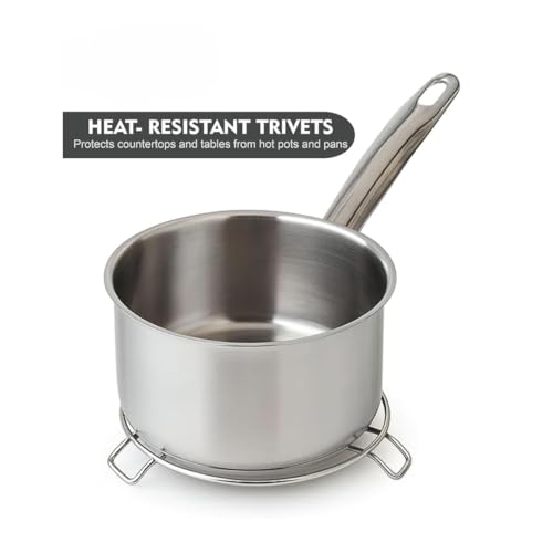 Brunchy Stainless Steel Trivet - Round Steamer Rack, Heat Resistant Steam Tray for Cooking, Steel Pot Donga Stand, Perfect Stand for Utensils in Kitchen, Durable Cooker Accessory (2, Small) - Image 3
