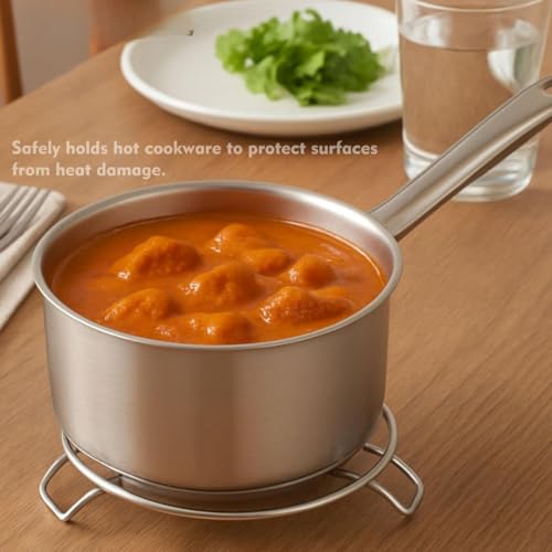 Brunchy Stainless Steel Trivet - Round Steamer Rack, Heat Resistant Steam Tray for Cooking, Steel Pot Donga Stand, Perfect Stand for Utensils in Kitchen, Durable Cooker Accessory (2, Small) - Image 5