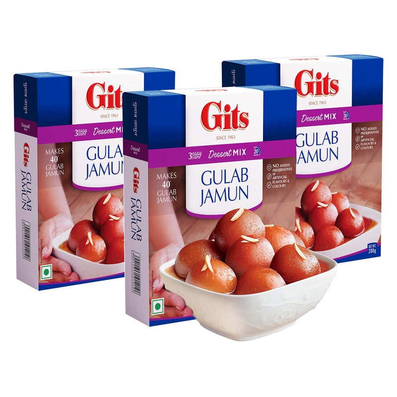Gits Instant Gulab Jamun Dessert Mix, 600g (Pack of 3 X 200g Each) - Image 1