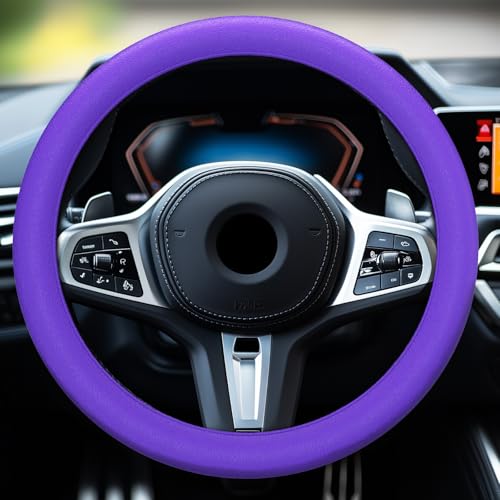 LRITER Car Steering Wheel Cover NonSlip Silicone Material Multiple Color Choices Universal Auto Parts Steering Wheel Cover Suitable for Most Cars Purple - Image 1