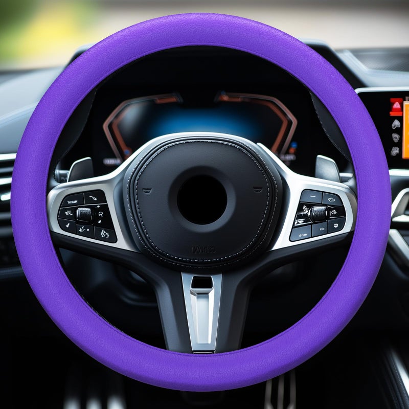 LRITER Car Steering Wheel Cover NonSlip Silicone Material Multiple Color Choices Universal Auto Parts Steering Wheel Cover Suitable for Most Cars Purple - Image 3