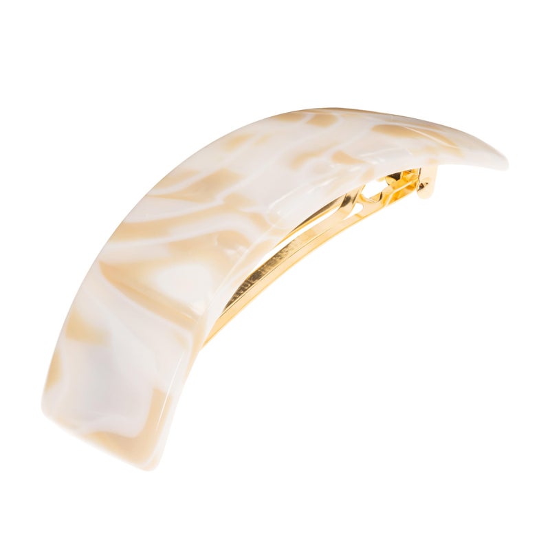 France Luxe Large White Hair Barrette for Thick Hair, Rectangle Volume French Barrette for Women, Strong Hold, Comfortable and Easy to Use, Alba Ivory | France Luxe - Image 1