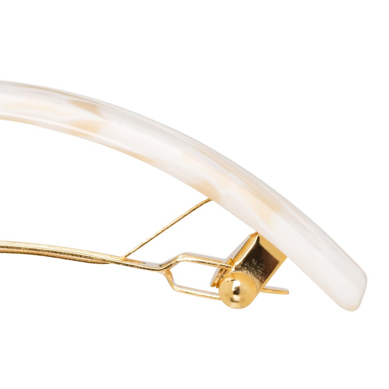 France Luxe Large White Hair Barrette for Thick Hair, Rectangle Volume French Barrette for Women, Strong Hold, Comfortable and Easy to Use, Alba Ivory | France Luxe - Image 3