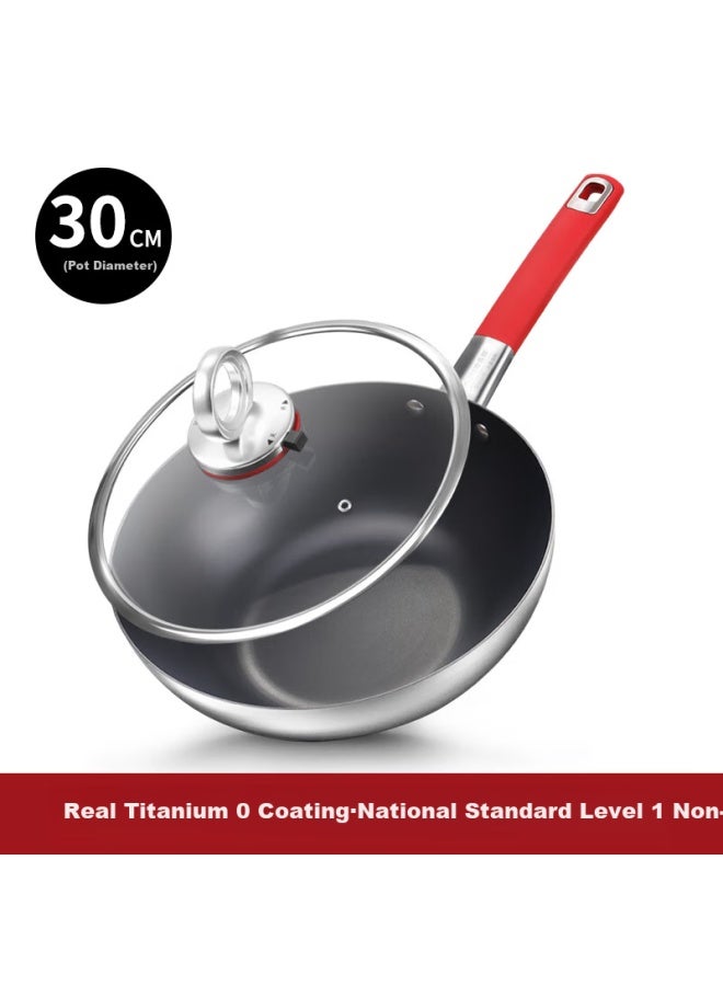 Olofe Non-stick Titanium Wok, Flat Bottom Stir-fry Pan, Small Wok, Third Generation Titanium Uncoated Cooking Pan, 30cm - Image 3