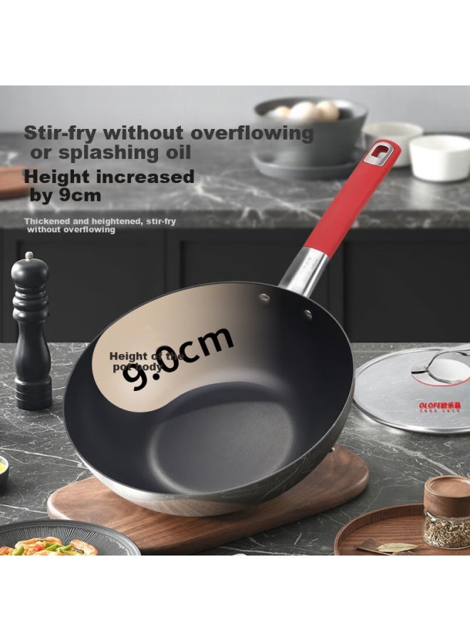 Olofe Non-stick Titanium Wok, Flat Bottom Stir-fry Pan, Small Wok, Third Generation Titanium Uncoated Cooking Pan, 30cm - Image 4