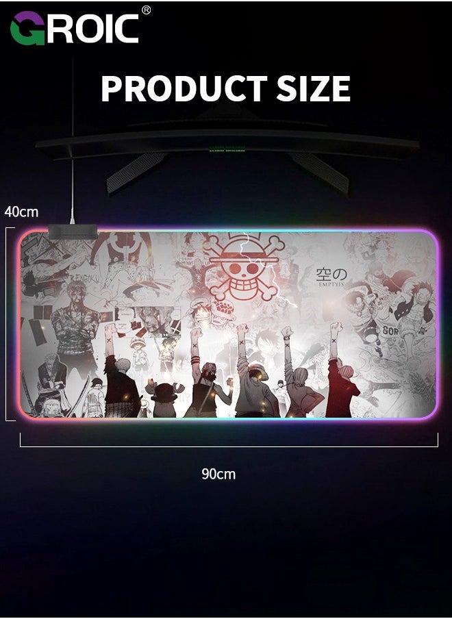 GROIC - Gaming Mouse Pad with Lighting Modes, Oversize Anti-Slip Rubber Base with Waterproof Coating Mouse Mat for Computer PC Games - Image 1
