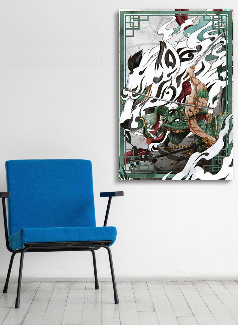 مودكلاس لوحة جدارية كانفس بإطار خشبي ون بيس شخصية زورو - Image 1