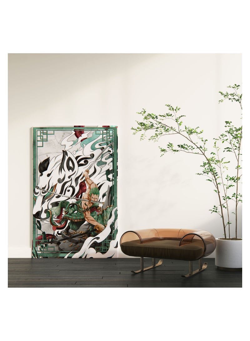 مودكلاس لوحة جدارية كانفس بإطار خشبي ون بيس شخصية زورو - Image 2