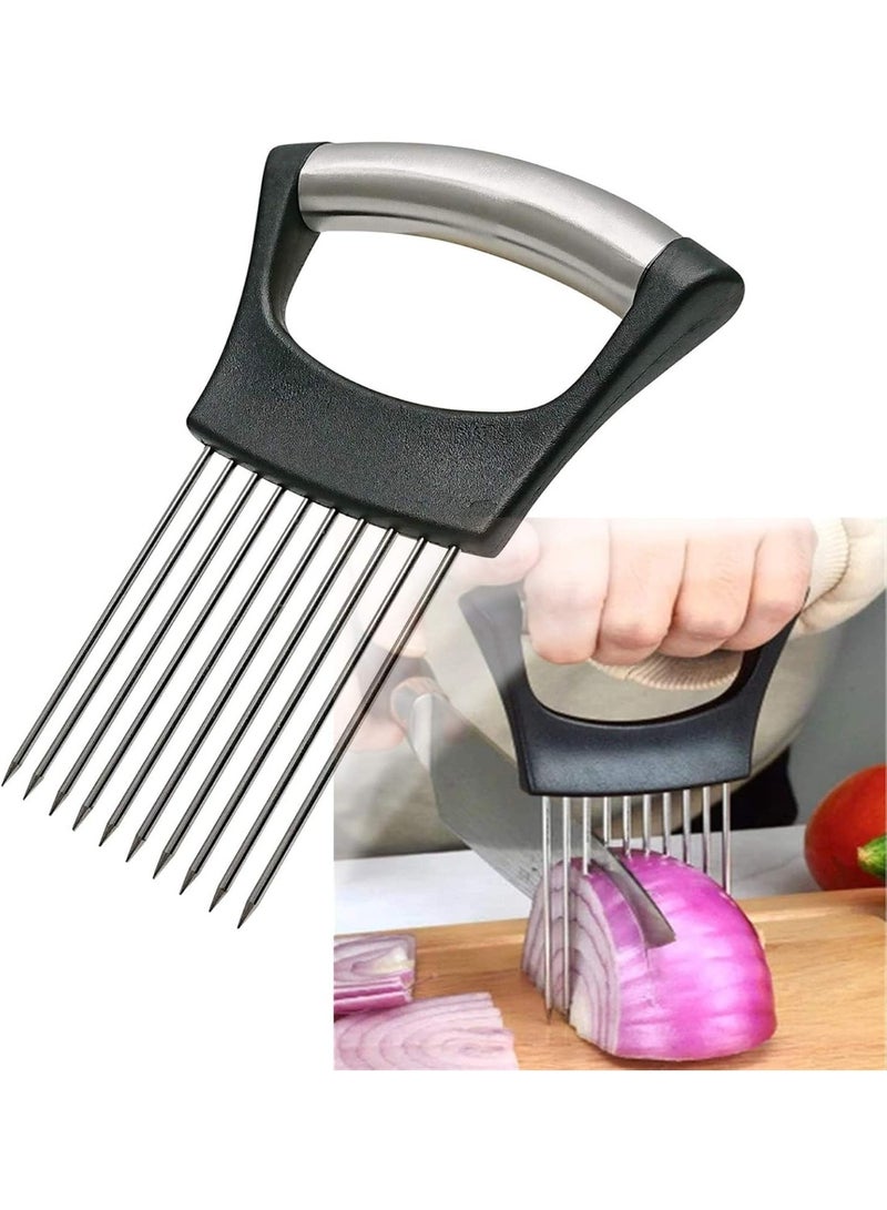 Stainless Steel Onion Holder for Slicing,Onion Slicer Holder,Onion Cutter for Slicing of Onions,Tomatoes,Avocados,Eggs and Other Vegetables,KItchen Utensils - Image 1