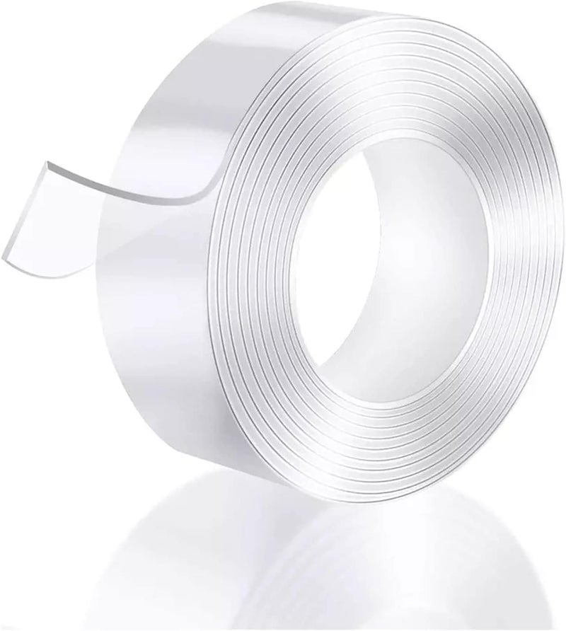 UREVO Self Adhesive Tape, Double Sided Tape Heavy Duty Two Sided Sticky Pads Strong Wall Adhesive Strips No Marks Reusable Clear Nano Tape for Picture Hanging, Carpet Glue - Image 1