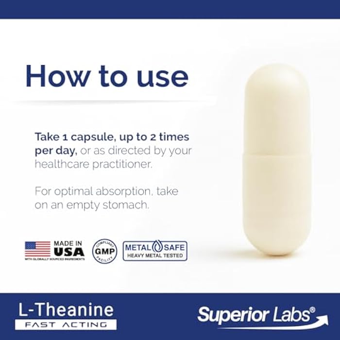 Superior Labs L-Theanine 250 mg Capsules, Non-GMO, Promotes Non Drowsy Relaxation & Helps Ease Everyday Stress, Supports Healthy Sleep, Promotes a Focused Mind, High Absorption, 90 Veg Caps - Image 4
