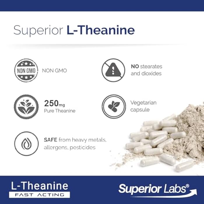 Superior Labs L-Theanine 250 mg Capsules, Non-GMO, Promotes Non Drowsy Relaxation & Helps Ease Everyday Stress, Supports Healthy Sleep, Promotes a Focused Mind, High Absorption, 90 Veg Caps - Image 5