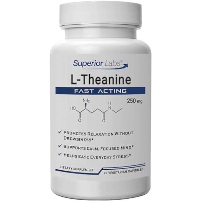 Superior Labs L-Theanine 250 mg Capsules, Non-GMO, Promotes Non Drowsy Relaxation & Helps Ease Everyday Stress, Supports Healthy Sleep, Promotes a Focused Mind, High Absorption, 90 Veg Caps - Image 1