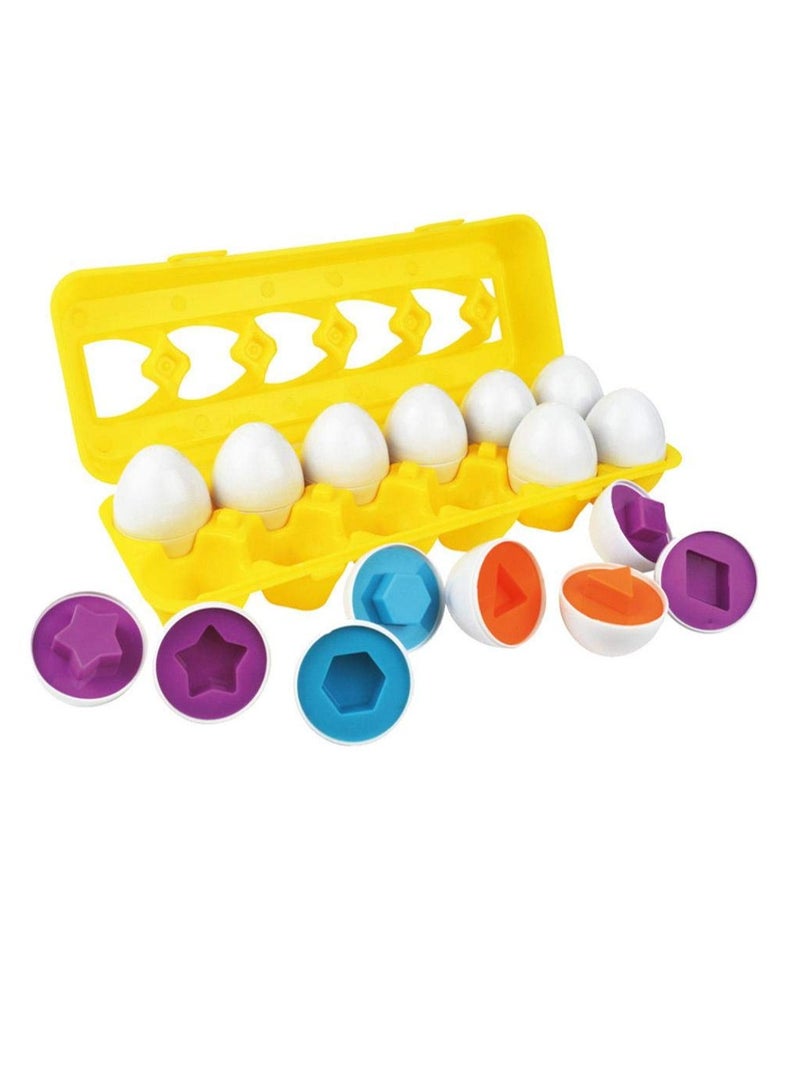 12 Pieces Egg Matching Toy, Color and Shape Sorter, Matching Egg Set, Educational Learning Recognition Skills, Educational Toy for Kids, Gift for Kids Boys Girls - Image 1