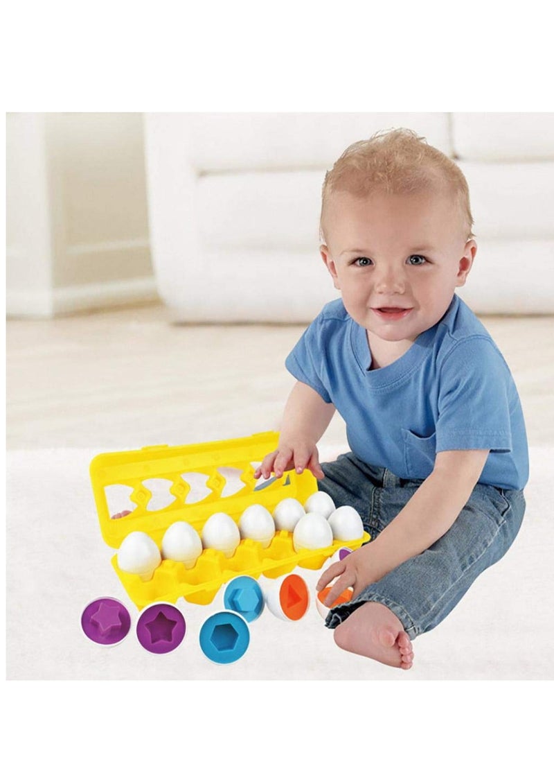 12 Pieces Egg Matching Toy, Color and Shape Sorter, Matching Egg Set, Educational Learning Recognition Skills, Educational Toy for Kids, Gift for Kids Boys Girls - Image 2