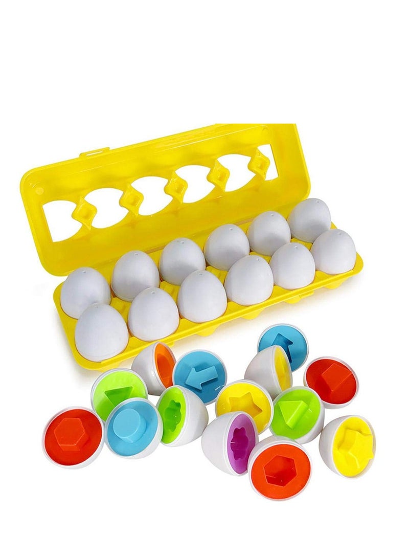 12 Pieces Egg Matching Toy, Color and Shape Sorter, Matching Egg Set, Educational Learning Recognition Skills, Educational Toy for Kids, Gift for Kids Boys Girls - Image 3