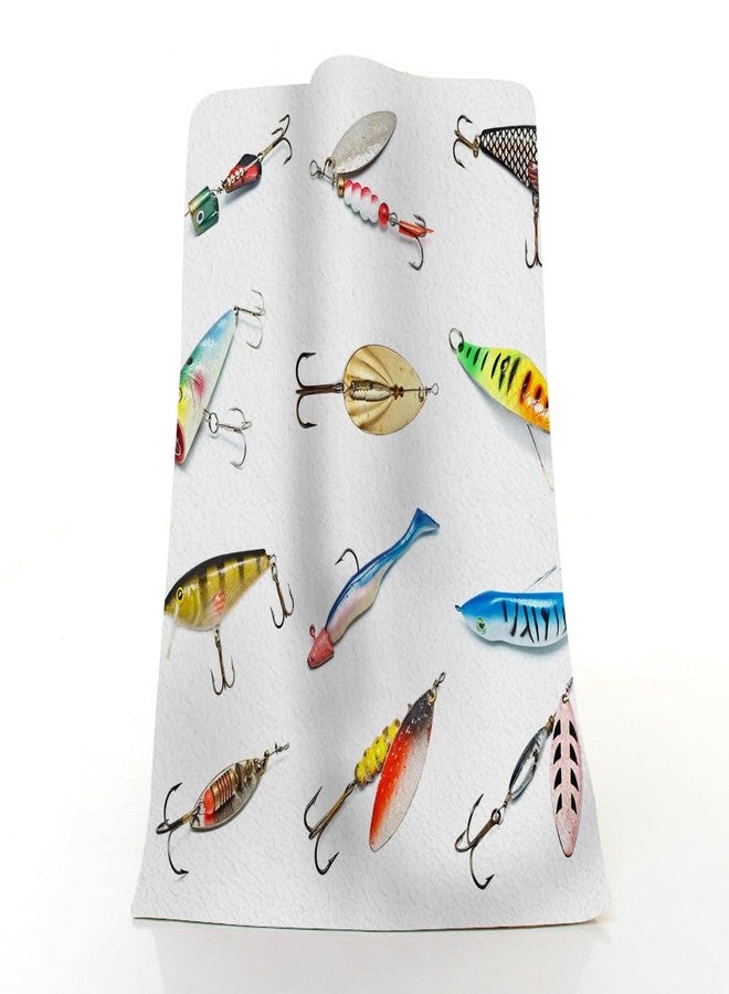 Pehede Fish and Bait Bath Hand Towel Different Fishing Baits Soft Absorbent Hand Towels for Bathroom Kitchen Beach Spa Gym Yoga Swim Home Decor 15x30 in - Image 3