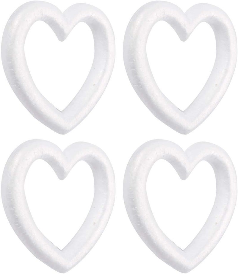 Crafare 9 Inch Craft Foam Heart 4 Pack Polystyrene Foam Wreath For Wedding Or Valentines Projects Sculpture Modeling Decoration Diy Arts Arrangement - Image 1