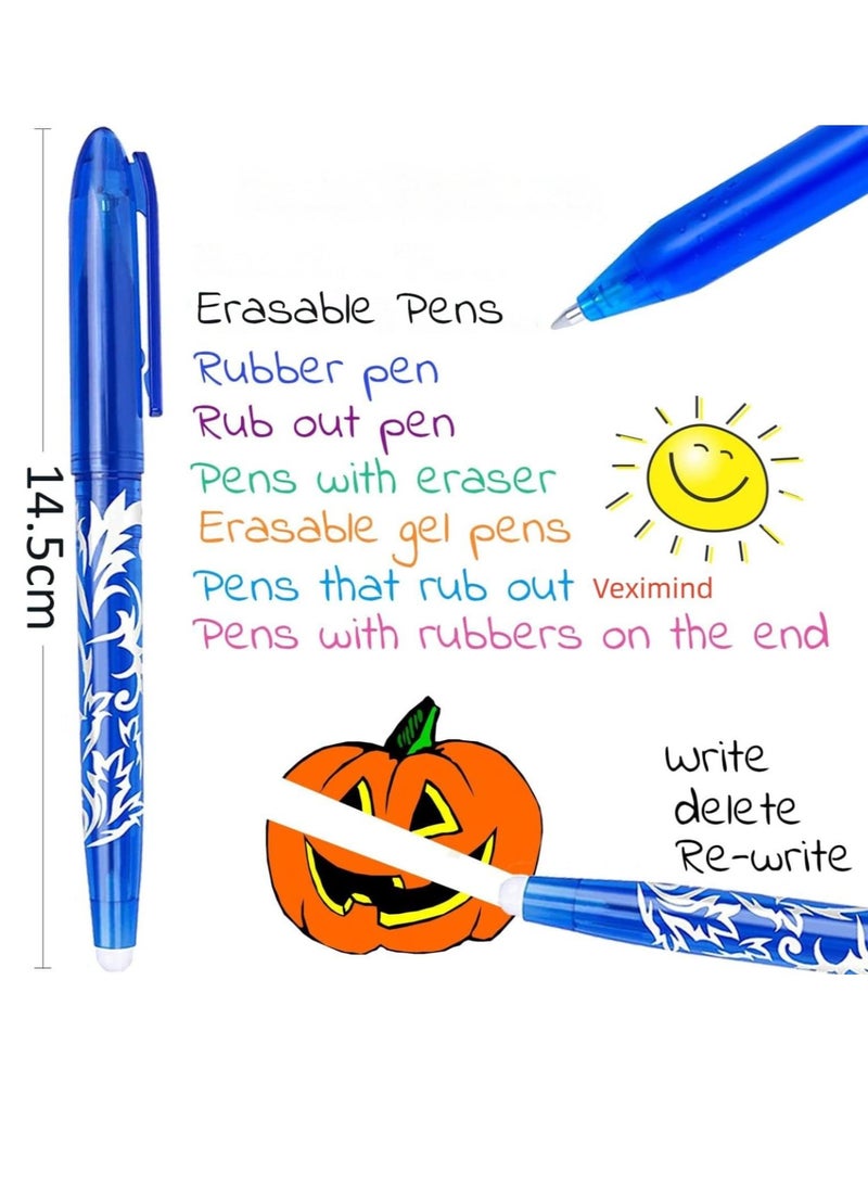 8 Pack Erasable Pens - Rub Out Gel Pens with Erasers, 0.5mm Erasable Writing Pens for Kids and Adults, Perfect for School Supplies and Office Stationery (Blue) - Image 2