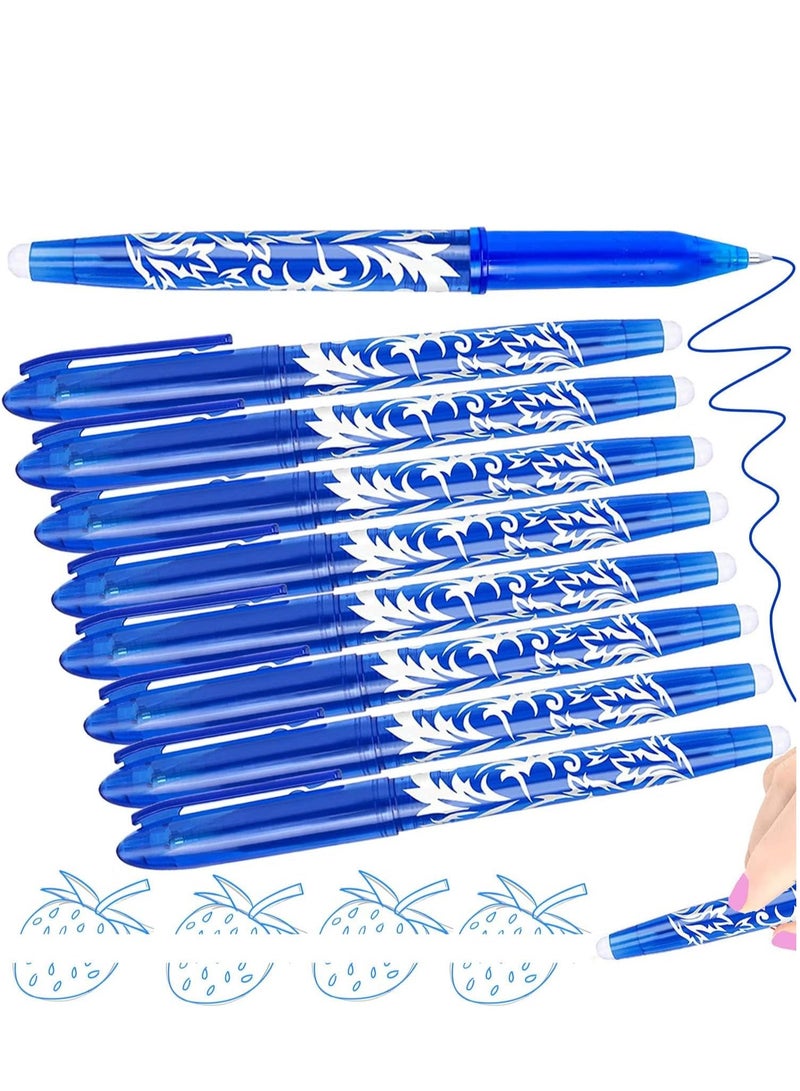 8 Pack Erasable Pens - Rub Out Gel Pens with Erasers, 0.5mm Erasable Writing Pens for Kids and Adults, Perfect for School Supplies and Office Stationery (Blue) - Image 1