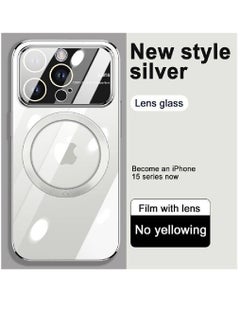 ZOOMEE Protective Window Glass Lens Camera Protection Slim Luxury Magnetic Magsafe Case Cover For iPhone 15 Pro Max 6.7 Inch Silver  - Image 2