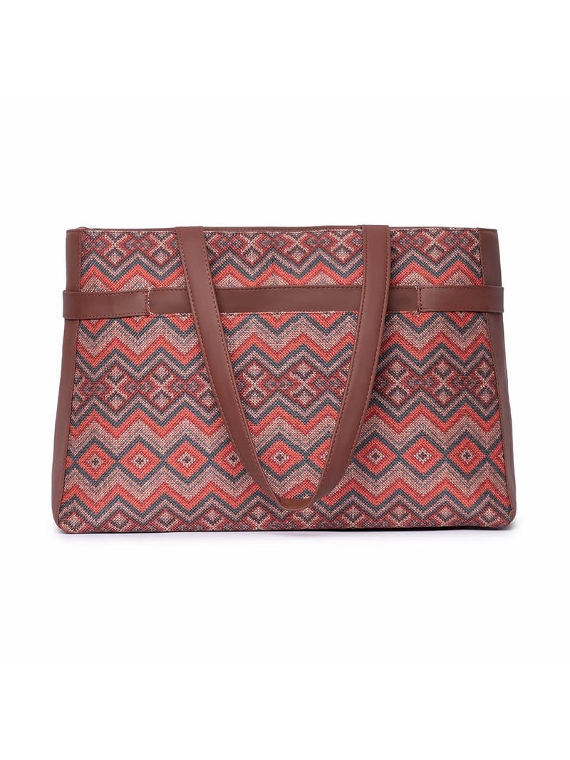 ZOUK حقيبة كتانية مصنوعة يدويًا من الجلد النباتي للنساء، حقيبة كتف بيانية للمكتب - Image 5