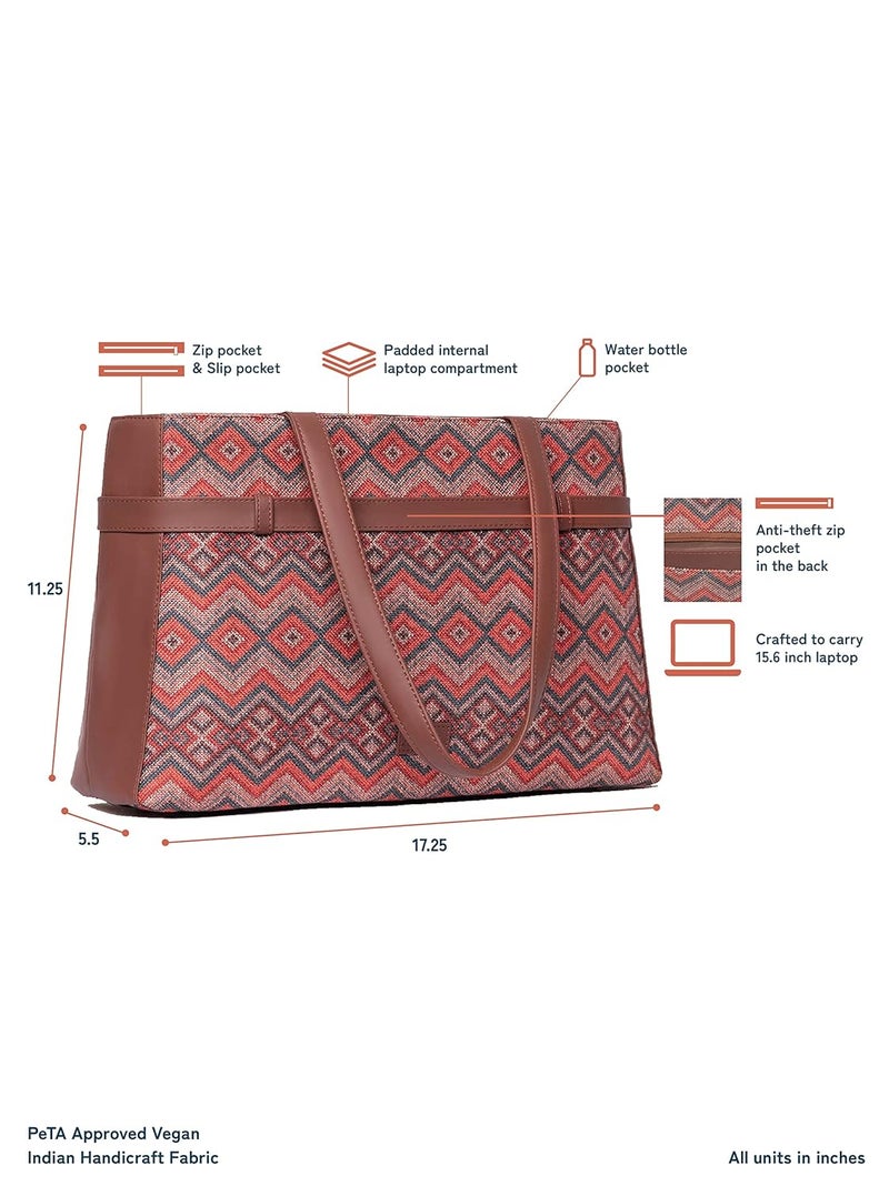 ZOUK حقيبة كتانية مصنوعة يدويًا من الجلد النباتي للنساء، حقيبة كتف بيانية للمكتب - Image 4