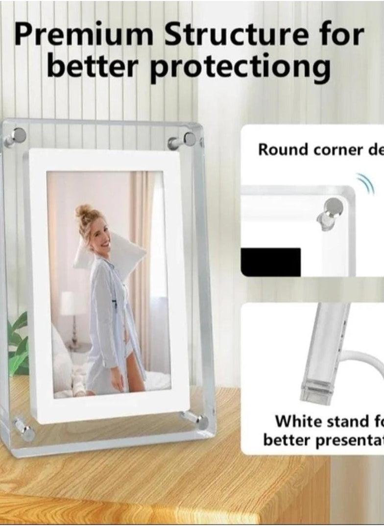 Generic - Acrylic Digital Frame - (10.1 Inch)Transparent Photo Frame Design Digital Photo Frame-IPS HD Screen Photo/Music/Video Playback - Image 1