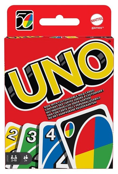 Mattel Games Original Classic UNO – Classic Card Game with Customizable Wild Cards, Swap Hands Action, and Exciting Gameplay, Double Deck Card Game, Ideal for Kids & Adults, Ages 7+