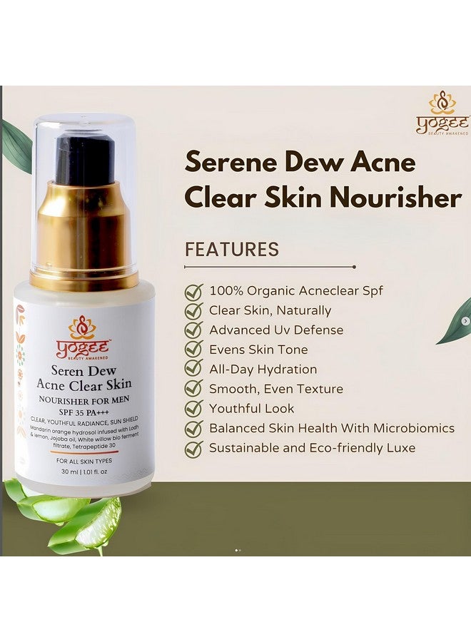 YOGEE Acne Clear Skin Nourisher, Lotion & Sunscreen for Men and Women | 30ml | 100% Natural Ayurvedic SPF 35 PA+++ Moisturizer Cream for All Skin Type, Wrinkle Reduction, Glowing Skin, Travel Size - Image 3