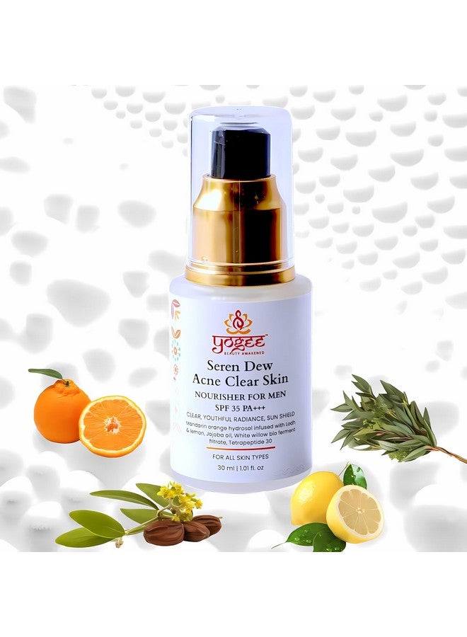 YOGEE Acne Clear Skin Nourisher, Lotion & Sunscreen for Men and Women | 30ml | 100% Natural Ayurvedic SPF 35 PA+++ Moisturizer Cream for All Skin Type, Wrinkle Reduction, Glowing Skin, Travel Size - Image 1