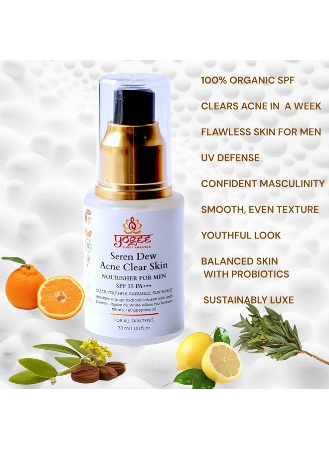 YOGEE Acne Clear Skin Nourisher, Lotion & Sunscreen for Men and Women | 30ml | 100% Natural Ayurvedic SPF 35 PA+++ Moisturizer Cream for All Skin Type, Wrinkle Reduction, Glowing Skin, Travel Size - Image 2