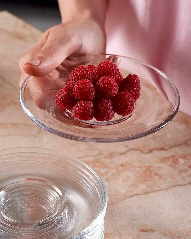 WRINGO Plate Set of 6 pcs Bead Rim Decorative 55 inch Crystal Clear Glass Plate Dry Fruits Sweets Chocolate Snack Plate for DiningCatering Event Dinner PartiesWedding Dinner Plate WS01 - Image 4