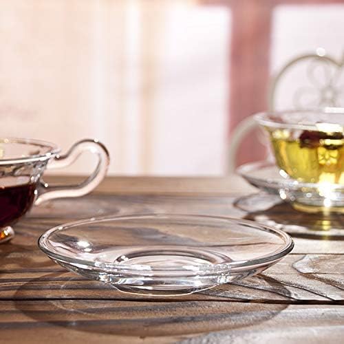 WRINGO Plate Set of 6 pcs Bead Rim Decorative 55 inch Crystal Clear Glass Plate Dry Fruits Sweets Chocolate Snack Plate for DiningCatering Event Dinner PartiesWedding Dinner Plate WS01 - Image 3