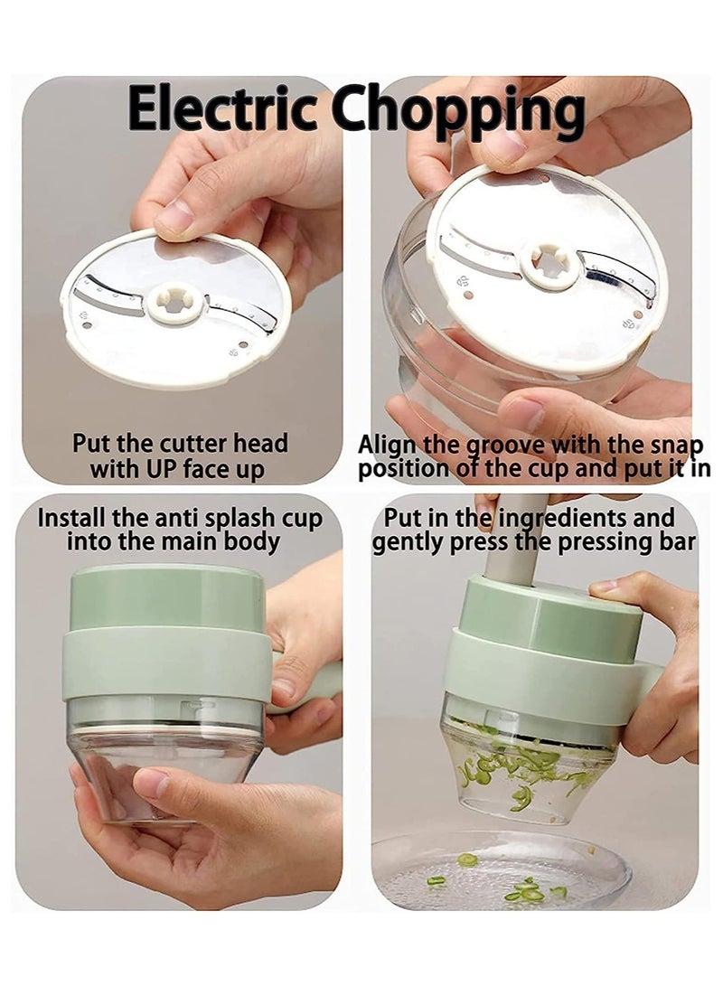 ELTRAZONE Electric Vegetable Cutter, No Suit for Large Vegetables, 4 in 1 Portable Handheld Electric Vegetable Cutter Set, Slicing, Cooking, Wireless Food Processor for Garlic Chili Onion - Image 4