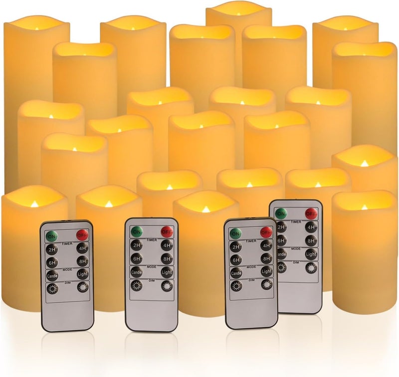 fclayvts 24-Pack LED Flameless Candles with Remote Control -Remote flameless Candles- Timer Candles -3D Flame, for Halloween Christmas Parties,Wedding,Home,Gift and Special Occasions(Three Sizes) - Image 1