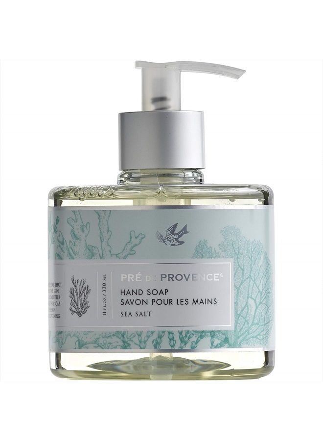 Pre De Provence مجموعة صابون اليد السائل، يهدئ وينعم أثناء التنظيف، غني بزبدة الشيا، فيتامين E والجلسرين، ناعم ومهدئ، 11 أونصة سائلة، ملح البحر - Image 1