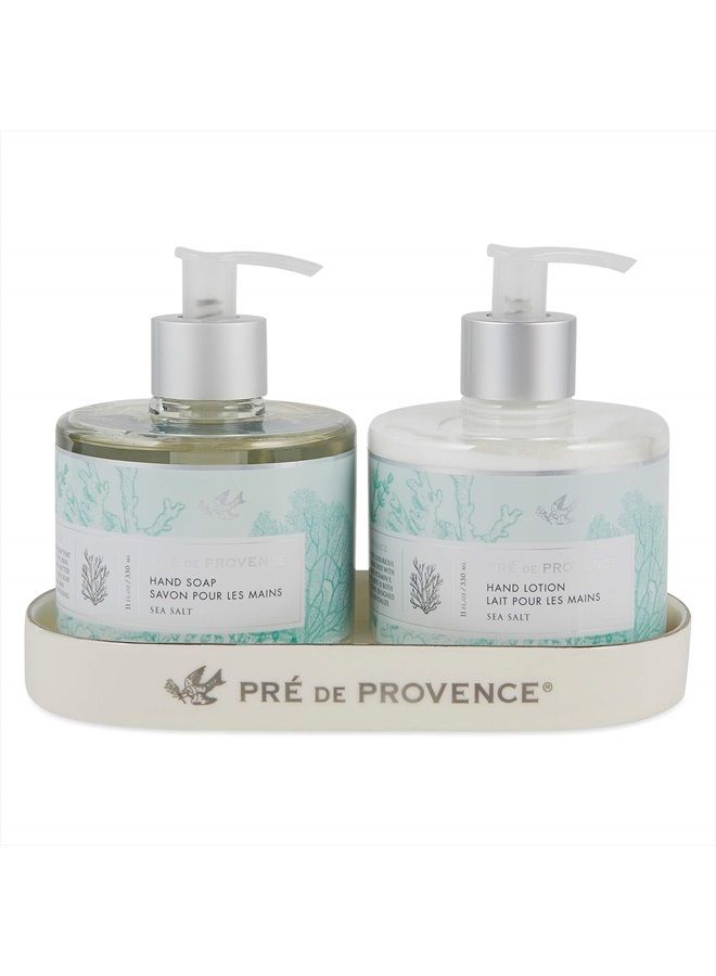 Pre De Provence مجموعة صابون اليد السائل، يهدئ وينعم أثناء التنظيف، غني بزبدة الشيا، فيتامين E والجلسرين، ناعم ومهدئ، 11 أونصة سائلة، ملح البحر - Image 2
