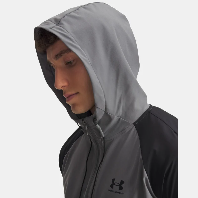 Under Armour Black Men's Stretch Woven Windbreaker Hoodie for Men | Best Price UAE