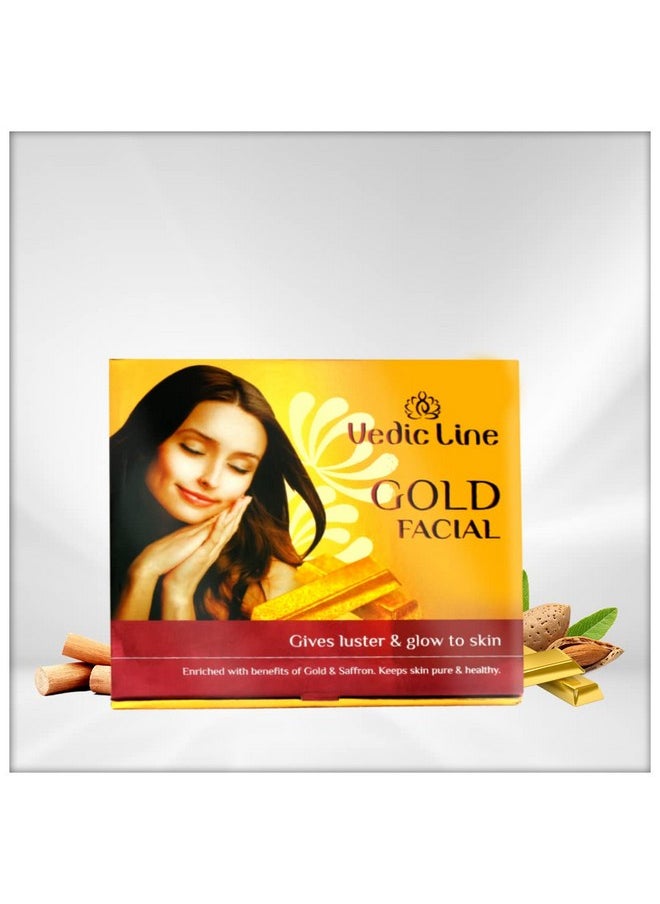 Vedic Line Gold Ojas Facial Kit (Sachet Kits) for All Skin Types, Instant Glow, Fairness and brightning Moisturized Skin(Cleanser, Scrub, Massage Cream, Massage Gel, Pack, Serum, 490ml  - Image 1